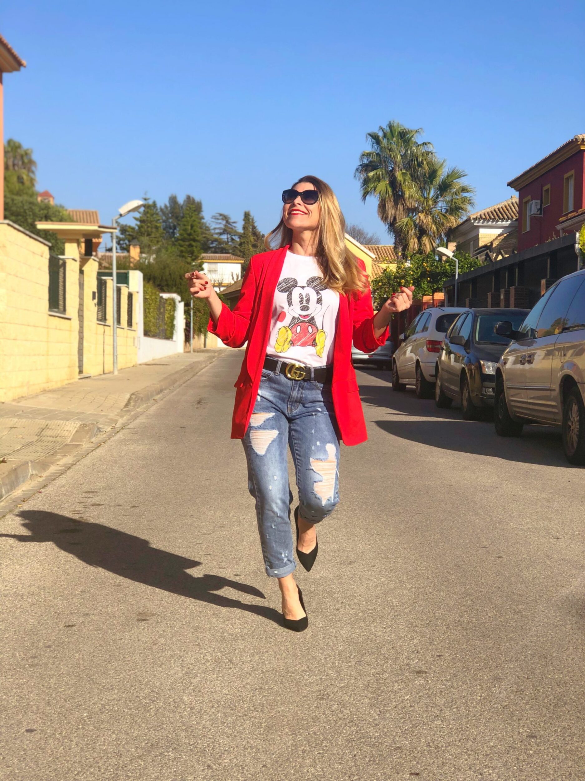 Chaqueta Blazer Mangas Arrugaditas Roja - Imagen 3