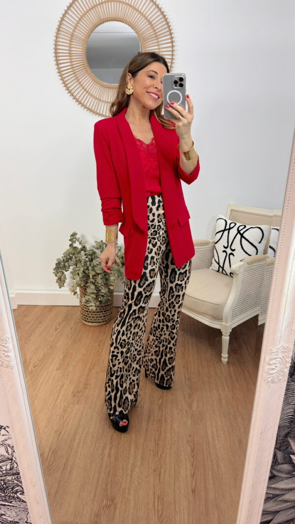 Chaqueta Blazer Mangas Arrugaditas Roja