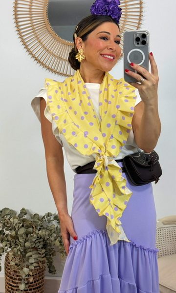 Mantoncillo piquillo lunares amarillo malva