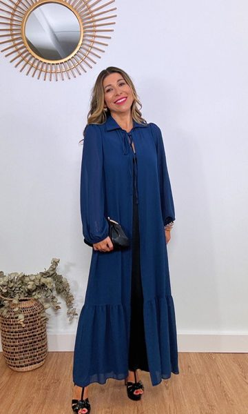 Abrigo Gasa Azul Marino