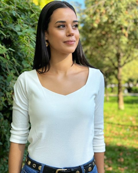 Top Silvina Manga Blanco