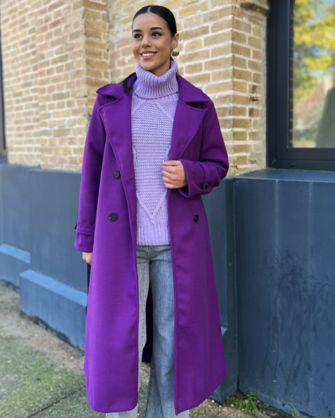 Abrigo Paño Cinturón Morado