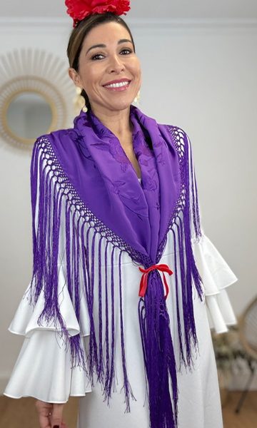 Mantón Soleá Bordado Morado
