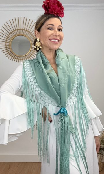 Mantón Soleá Bordado Verde Jabonoso