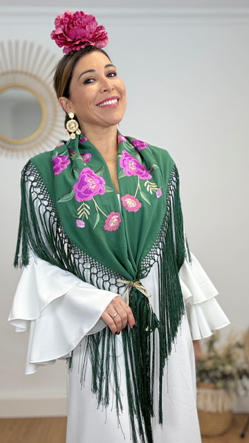 Mantón Bulería Verde Botella - Imagen 2