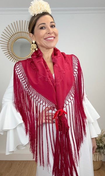 Mantón Soleá Bordado en Burdeos