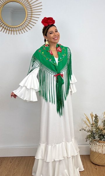 Vestido Flamenca Abril Blanco