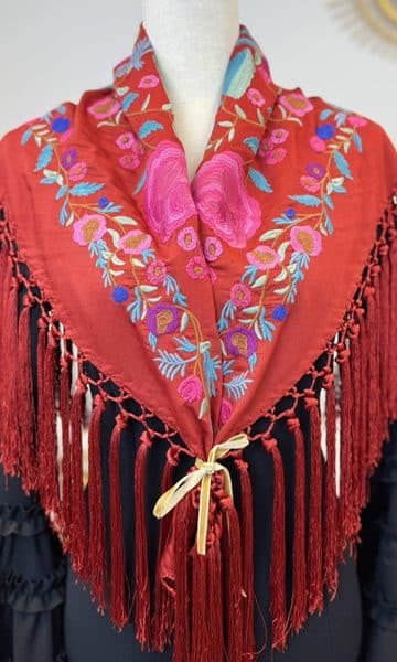 Mantón Alegría Teja