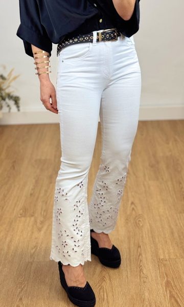 Jeans Bordado Blanco