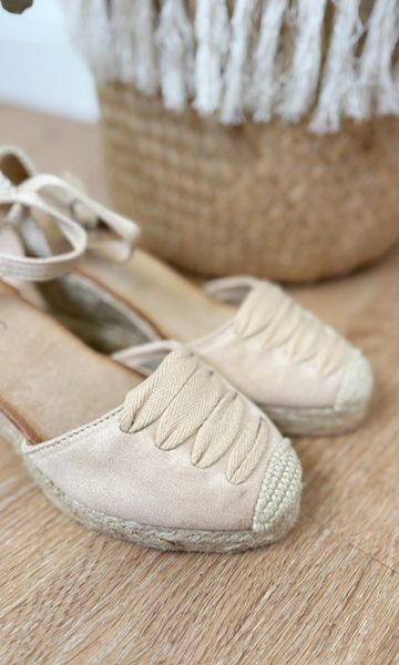 Alpargatas Cuñas Esparto Tiras Beige