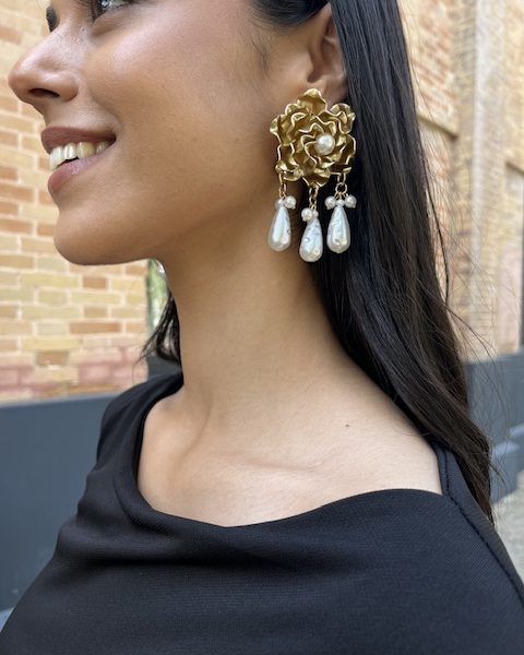 Pendientes Rosa Perlas Lágrimas