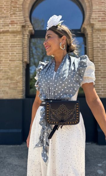 Mantoncillo Piquillo Gris con lunares Blanco