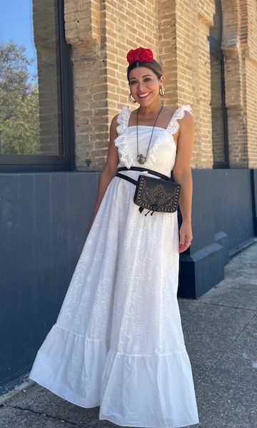 Vestido Bata Mayo Perforado Blanco