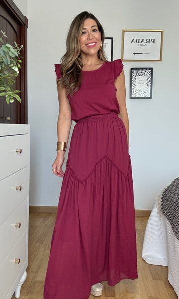 Falda Juliette Burdeos