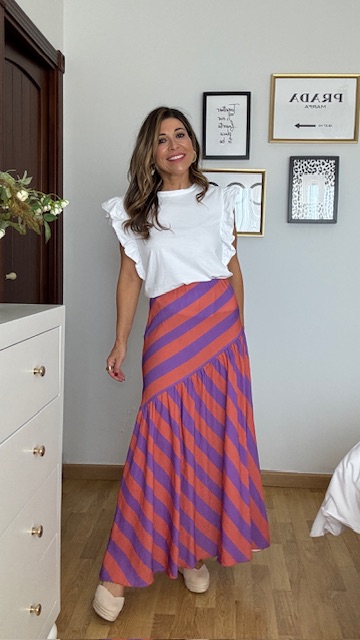 Falda Nadia Rayas Naranja Morado - Imagen 3