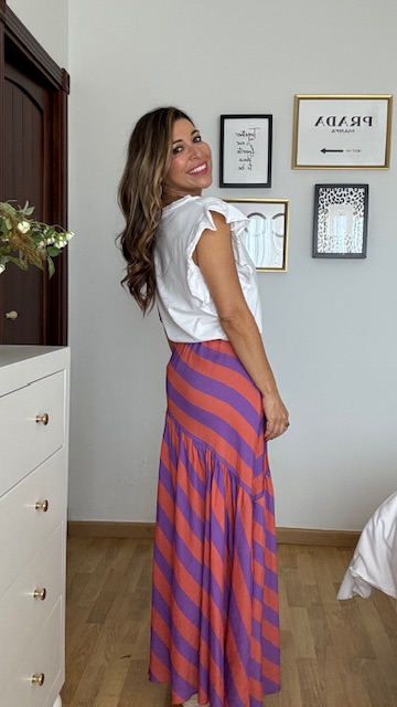 Falda Nadia Rayas Naranja Morado - Imagen 4