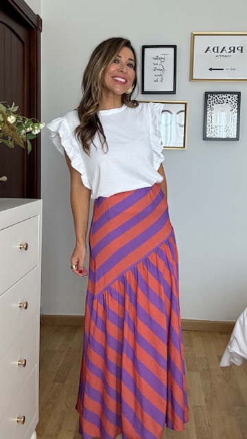 Falda Nadia Rayas Naranja Morado - Imagen 6