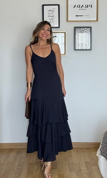 Vestido Manuela Volantes Azul Marino