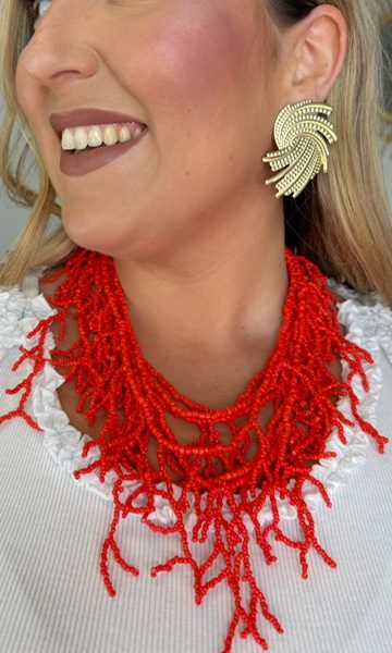 Gargantilla Triple Rojo Coral