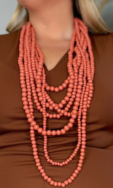 Maxi Collar Cuentas Salmón