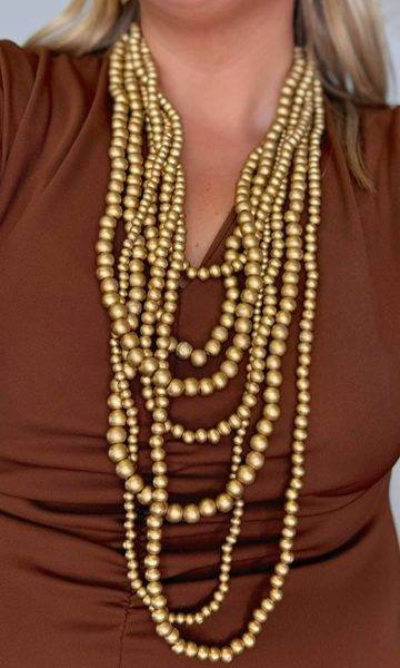 Maxi Collar Cuentas Doradas