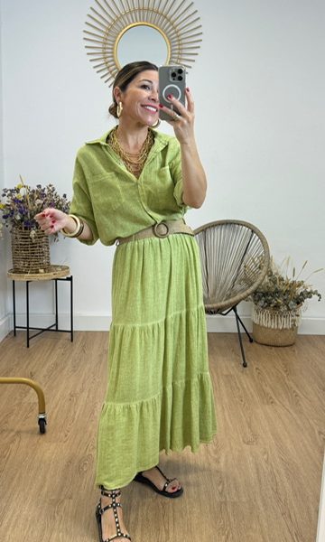 Falda Cotton Verde Pistacho
