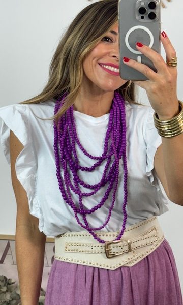 Maxi Collar Cuentas Morado