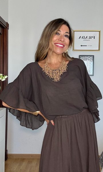 Camisa Donatella Marrón