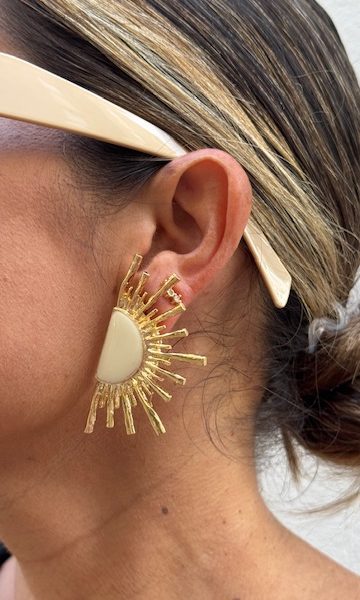 Pendientes Sol dorados Beige