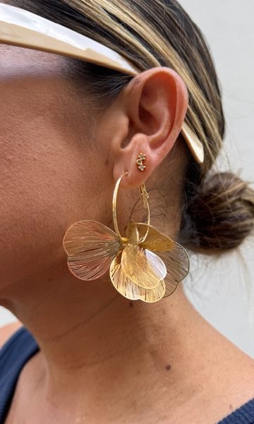 Pendientes Aro Flores Dorados