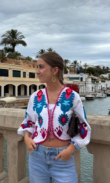 Bomber Melissa Bordada Blanca
