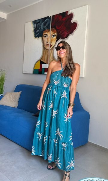 Vestido Palmeras Turquesa