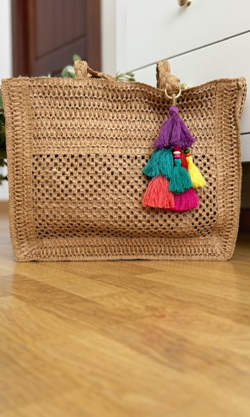 Bolso Rafia Borlones Camel