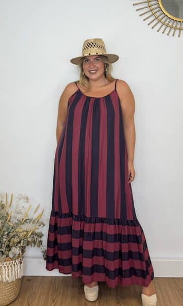 Vestido Aitana Rayas Morado Berenjena