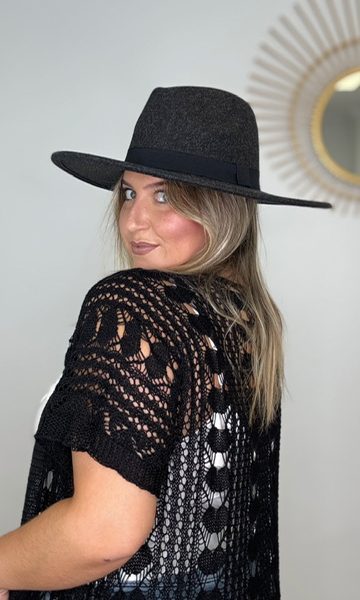 Sombrero Paño Gris Oscuro Cinta Negro