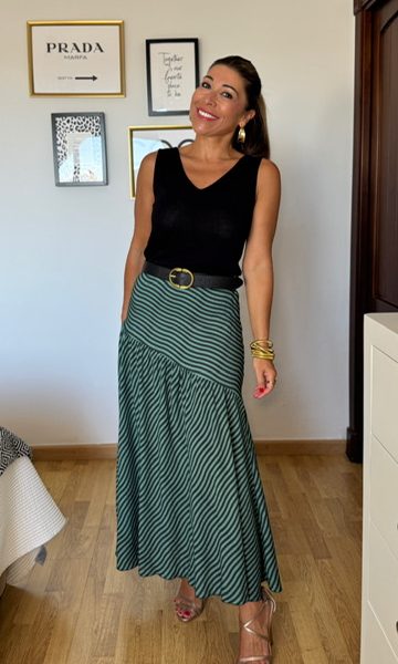 Falda Isabella Rayas Verde