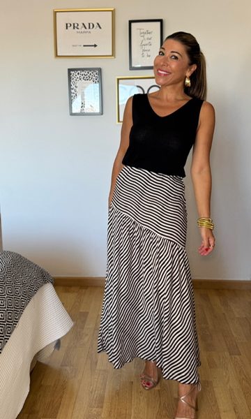 Falda Isabella Rayas Negra