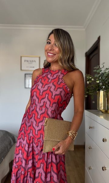 Vestido Aroa rojo malva