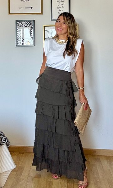 Falda Vestido Volantines marrón