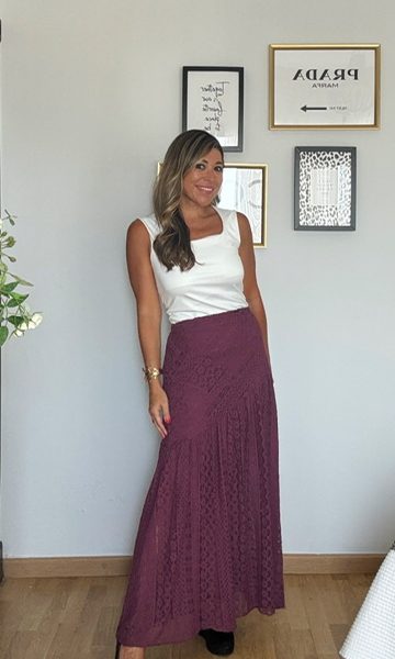 Falda Carlota Rosa empolvado