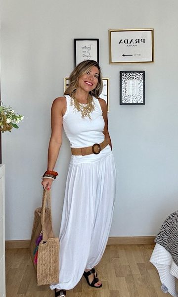 Pantalón bombacho Blanco