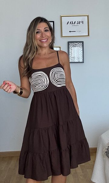 Vestido Cordoncillo Corto Marrón