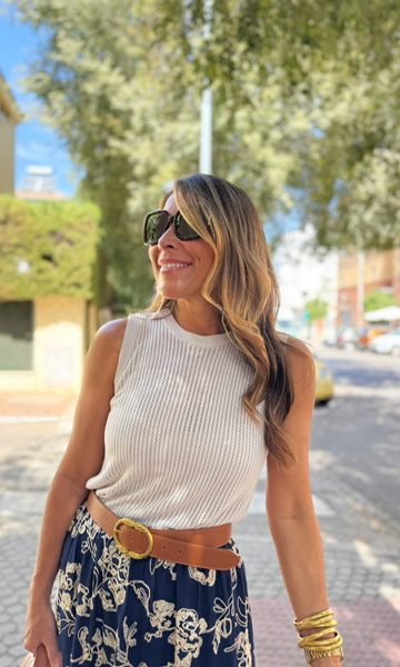 Top Chaleco Punto Hilo Rosaura Beige
