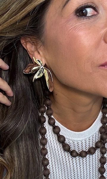 Pendientes pétalos marrón
