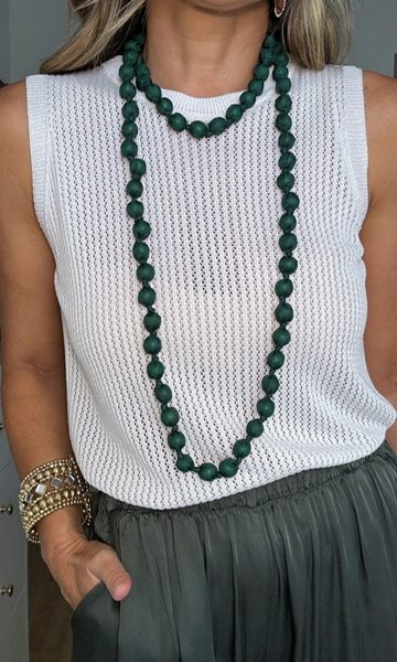 Collar Cuentas tejido Verde Botella