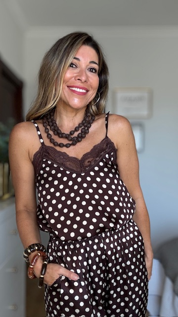 Top Satinado Lunares Marrón - Imagen 4