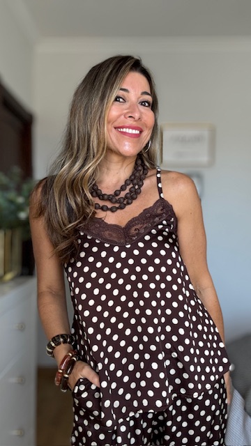 Top Satinado Lunares Marrón - Imagen 2