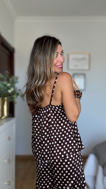 Top Satinado Lunares Marrón - Imagen 3