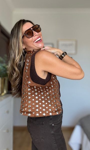 Bolso Antelina Tachas Camel