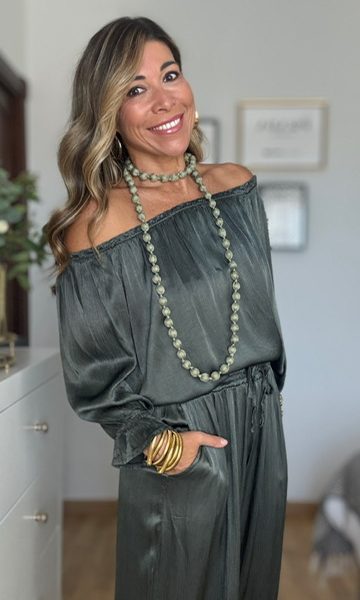 Blusa Satén Frida Verde Caza